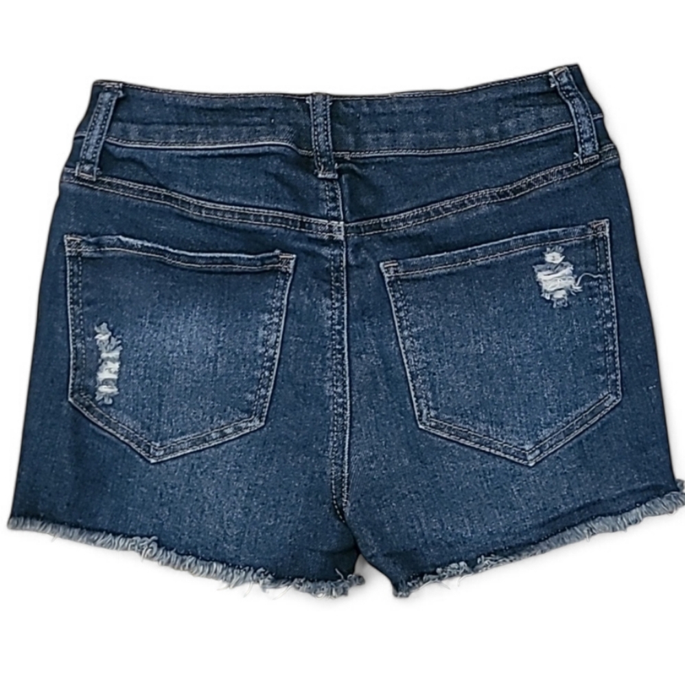 SO Brand Stretch Denim Distressed Shorts High Rise Shortie 5/27 - Picture 2 of 9